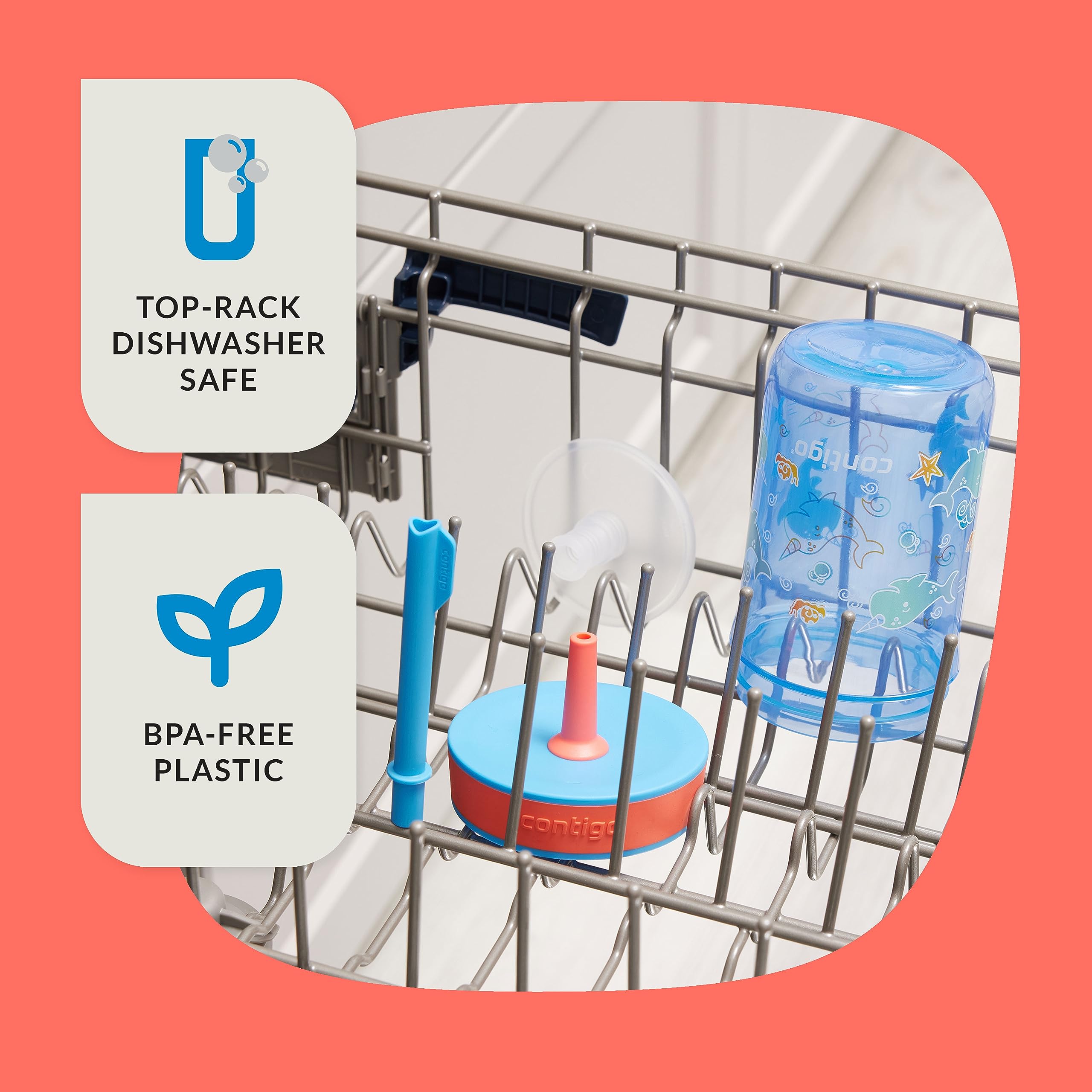 Foto 4 pulgar | Vaso Contigo Kids Leighton Straw De 400 Ml Con Tapa A Prueba De Derrames - Venta Internacional.