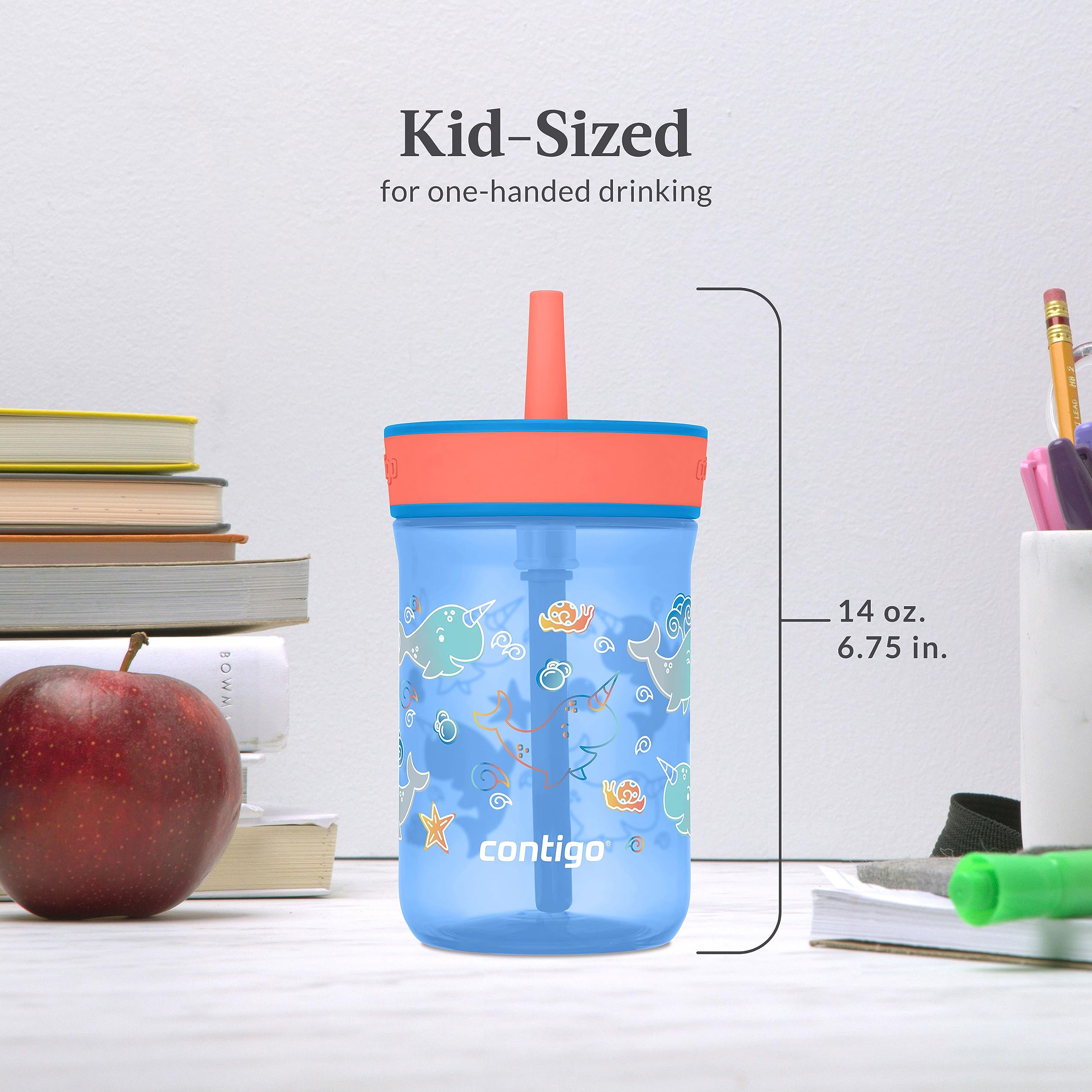 Foto 4 | Vaso Contigo Kids Leighton Straw De 400 Ml Con Tapa A Prueba De Derrames - Venta Internacional.