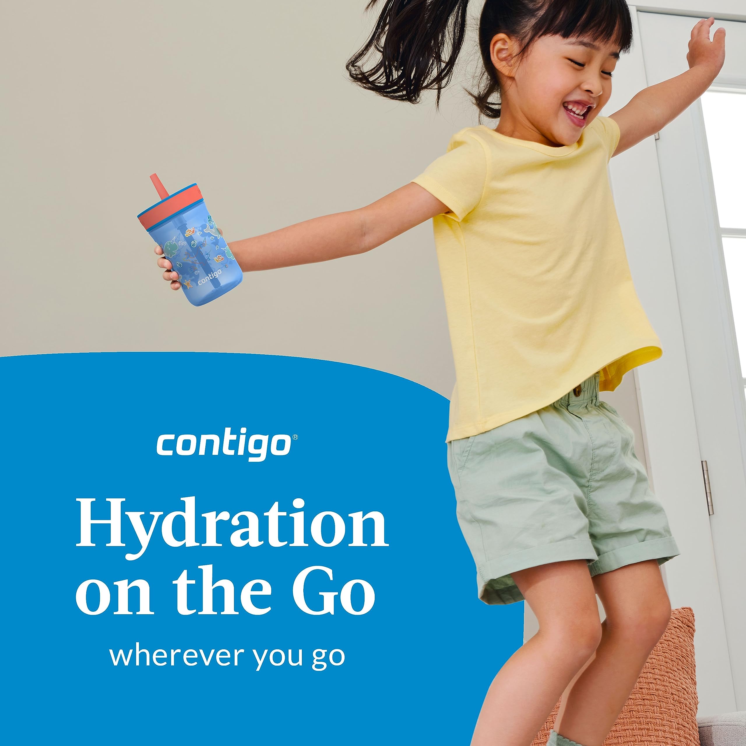 Foto 5 | Vaso Contigo Kids Leighton Straw De 400 Ml Con Tapa A Prueba De Derrames - Venta Internacional.