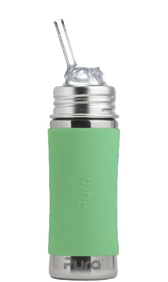 Botella De Pajita Pura Kiki De Acero Inoxidable De 325 Ml Con Funda Para Niños - Venta Internacional.