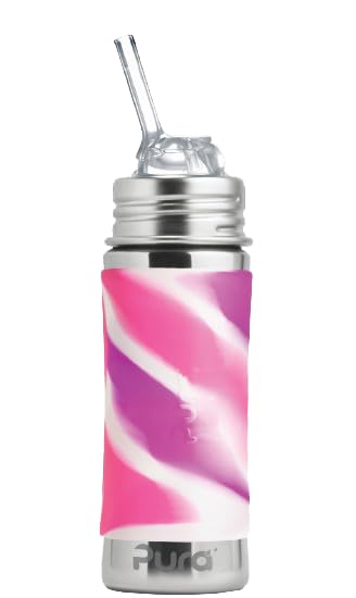 Foto 2 pulgar | Botella De Pajita Pura Kiki De Acero Inoxidable De 325 Ml Con Funda, Color Rosa - Venta Internacional.