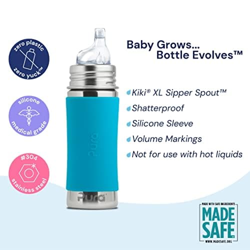 Foto 4 pulgar | Botella Sippy Cup Pura Kiki De Acero Inoxidable De 325 Ml Con Funda - Venta Internacional.