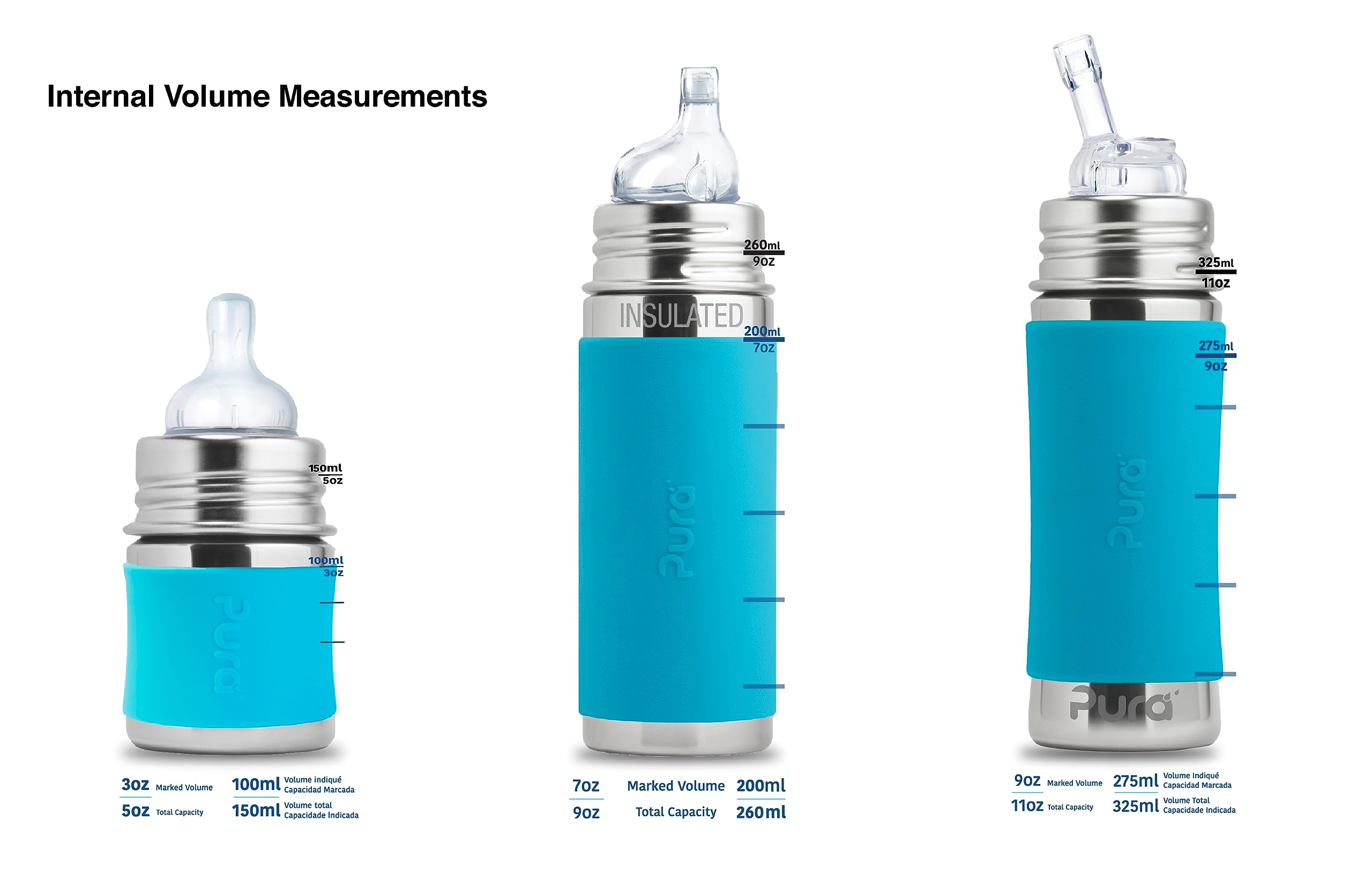 Foto 6 pulgar | Botella Sippy Cup Pura Kiki De Acero Inoxidable De 325 Ml Con Funda - Venta Internacional.