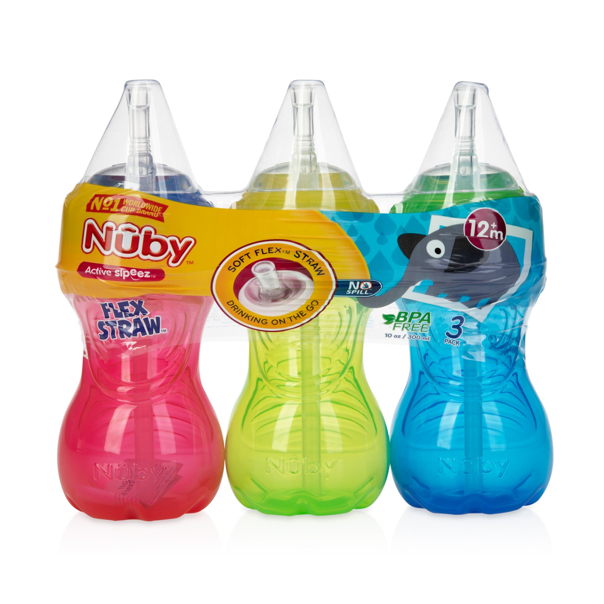 Foto 3 pulgar | Sippy Cup Nuby, Antiderrame, Con Pajita Flexible, 300 Ml, Para Niños De 12 O Más Meses, Paquete De 3 - Venta Intern