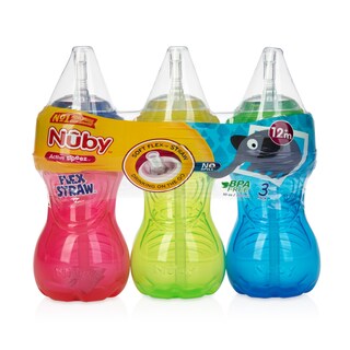 Foto 2 | Sippy Cup Nuby, Antiderrame, Con Pajita Flexible, 300 Ml, Para Niños De 12 O Más Meses, Paquete De 3 - Venta Intern