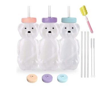 Foto 1 | Vaso Entrenador Bebida Xtellar Oso Kit Con Popotes Y Cepillo 9 pz