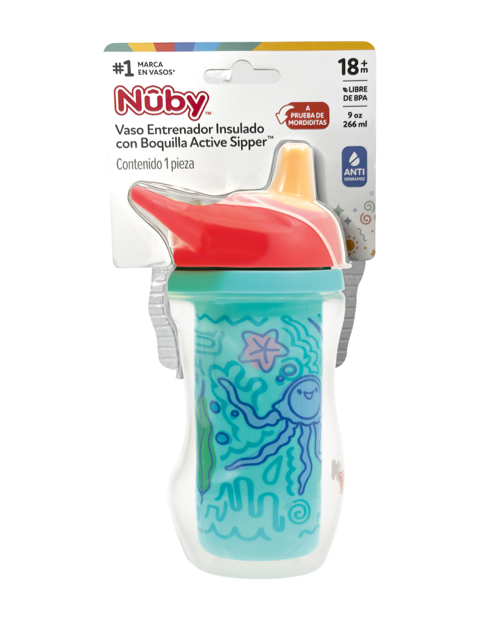 Foto 2 pulgar | Vaso Entrenador Para Bebé Insulado Aqua 9 Onzas Nuby10895aq