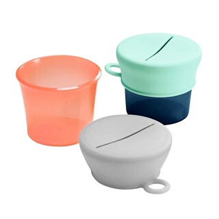 Foto 2 | Recipientes Para Aperitivos Boon Snug Para Niños Pequeños Con Tapas Y 2 Tazas Color Rosa Y Azul - Venta Internacional.