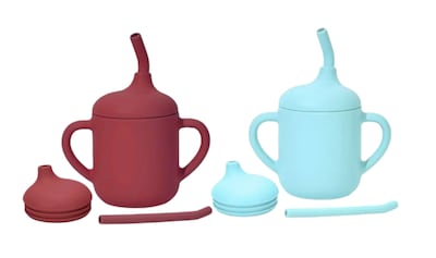 Foto 1 | Juego De 2 Vasos De Aprendizaje Xtellar En Silicón Suave Seguros Y Sin Bpa Para Niños Azul Y Rojo