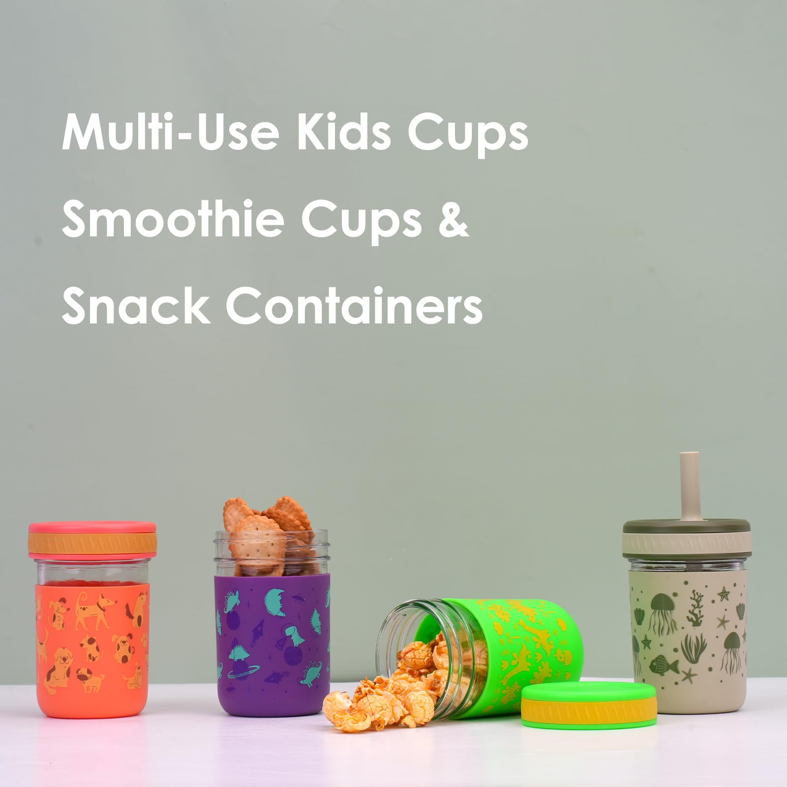 Foto 6 pulgar | Vasos De Vidrio Con Pajita Para Niños Pequeños De 240 Ml [paquete De 4] - Venta Internacional.