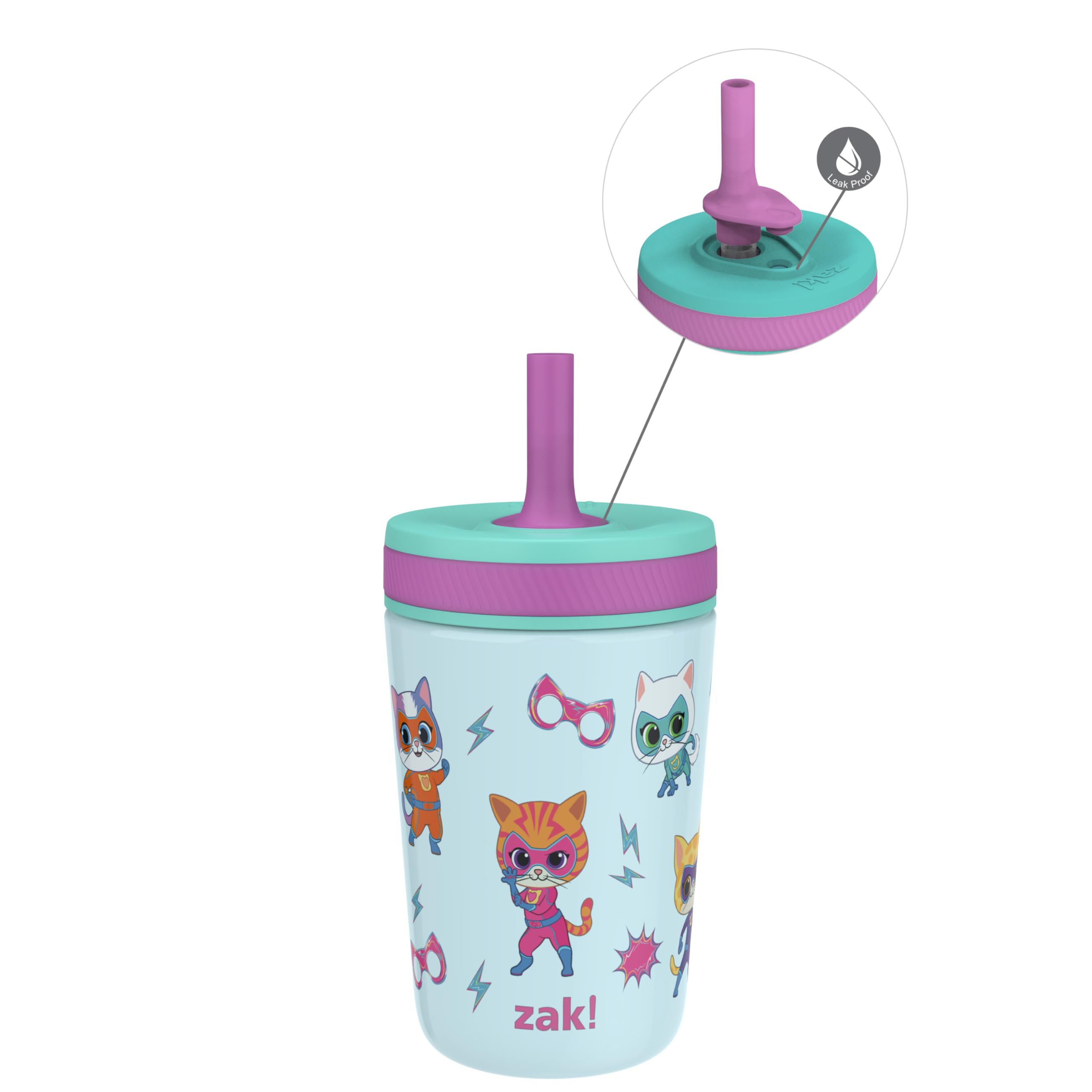 Foto 2 pulgar | Vaso Para Niños Pequeños Zak Designs Superkitties Kelso  350 Ml  Acero Inoxidable - Venta Internacional.
