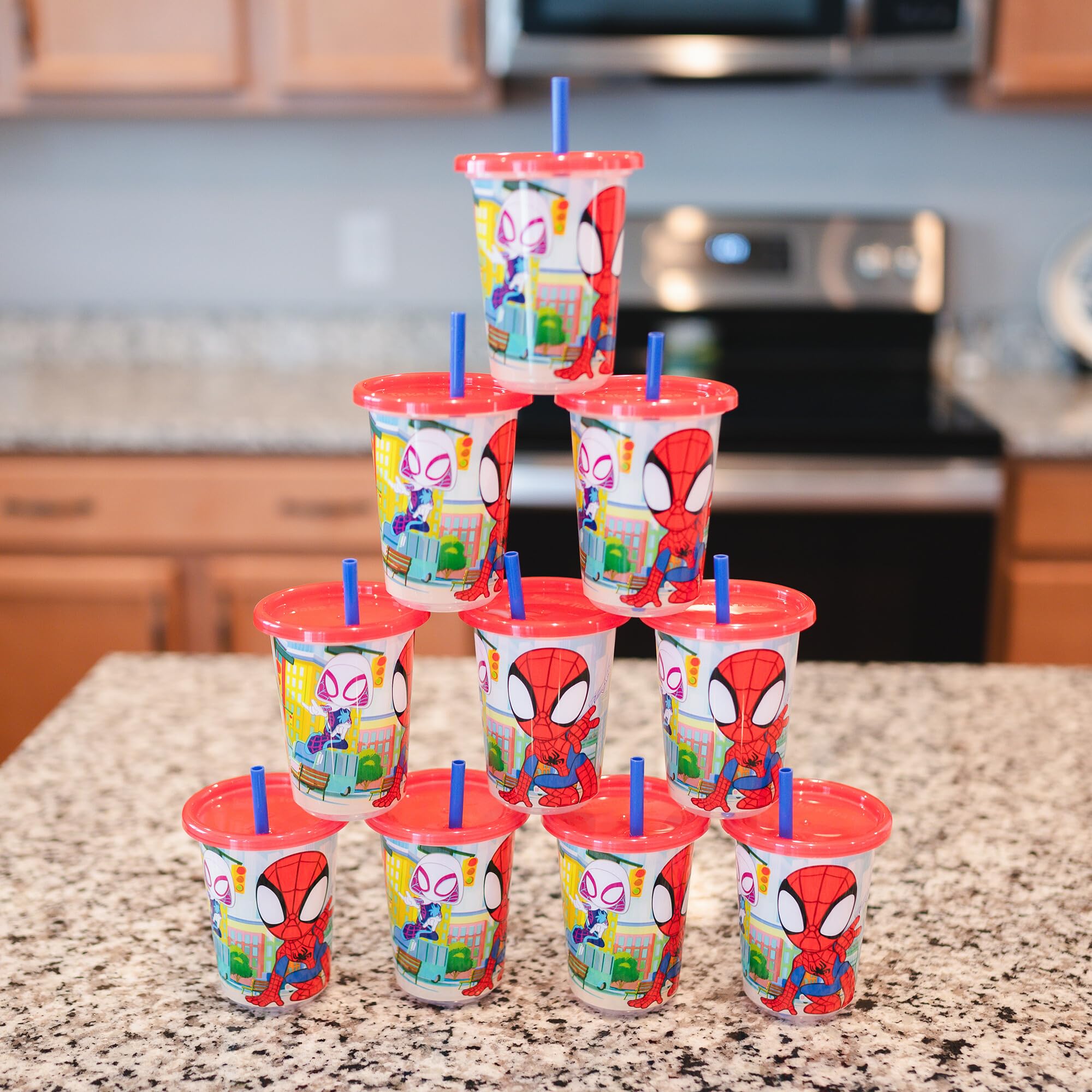 Foto 4 pulgar | Vasos Con Pajita Para Niños Pequeños The First Years Spidey  10 Onzas  10 Unidades - Venta Internacional.