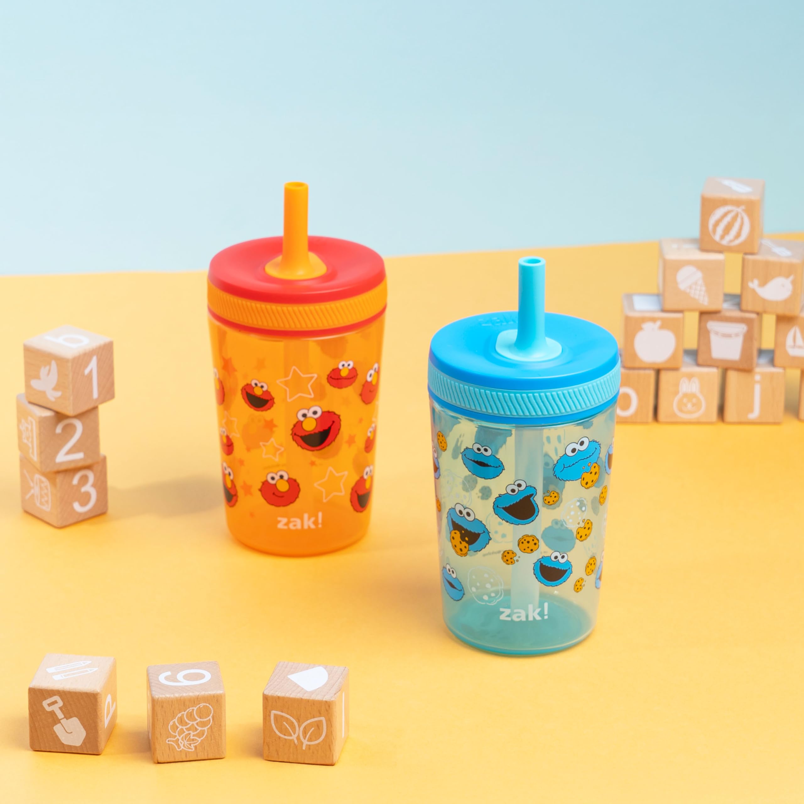 Foto 3 pulgar | Vaso Zak Designs Sesame Street Kelso Para Niños Pequeños  450 Ml  Paquete De 2 - Venta Internacional.