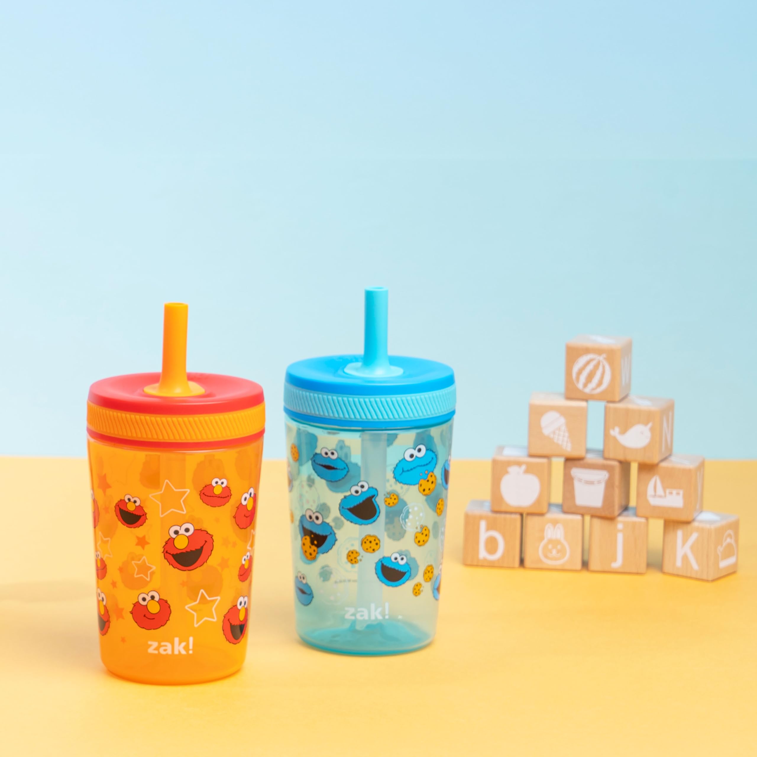 Foto 4 pulgar | Vaso Zak Designs Sesame Street Kelso Para Niños Pequeños  450 Ml  Paquete De 2 - Venta Internacional.