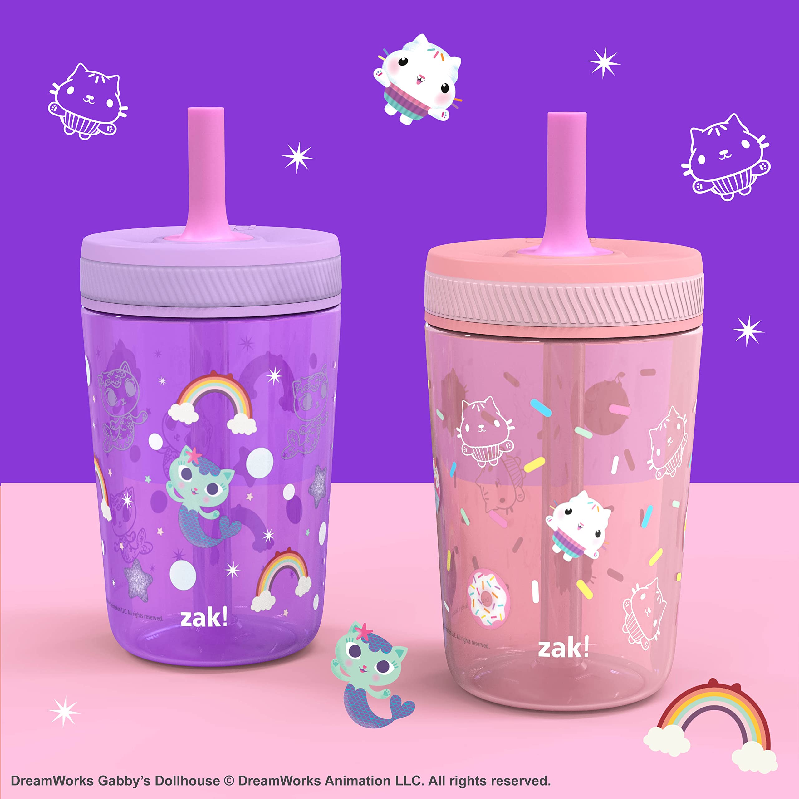 Foto 3 pulgar | Vaso Zak Designs Gabby's Dollhouse Kelso  450 Ml  Paquete De 2 - Venta Internacional.