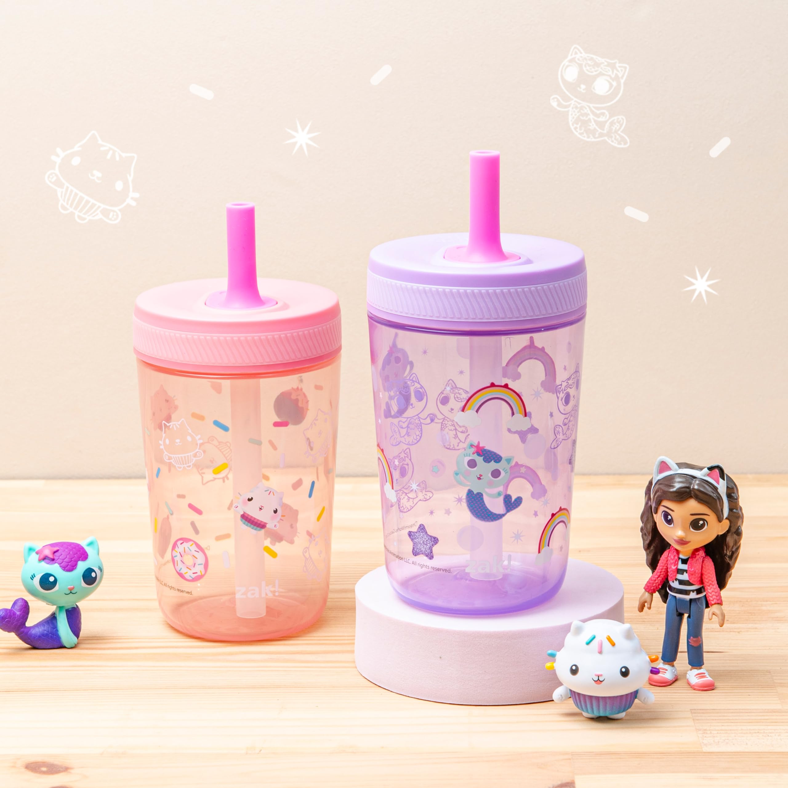 Foto 4 pulgar | Vaso Zak Designs Gabby's Dollhouse Kelso  450 Ml  Paquete De 2 - Venta Internacional.