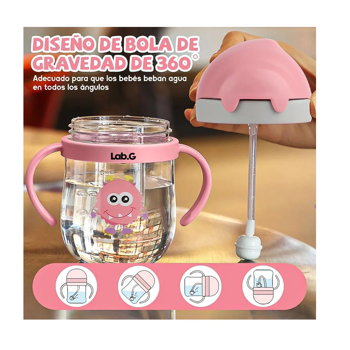 Foto 5 pulgar | Vaso Entrenador 360 Antiderrames Bebés Rosa Y Azul
