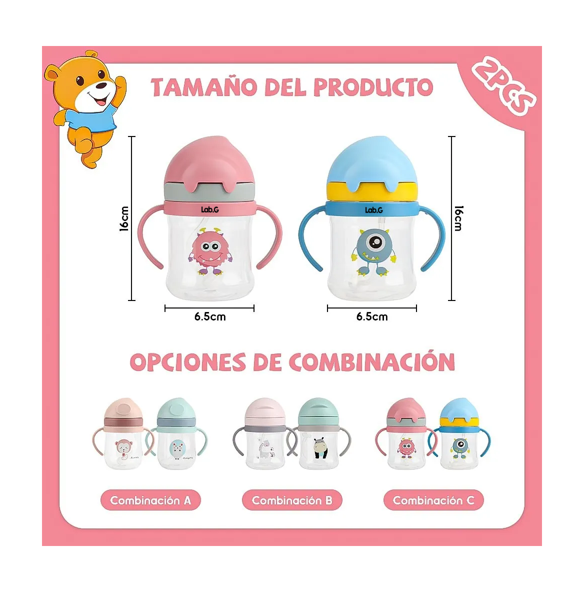 Foto 6 pulgar | Vaso Entrenador 360 Antiderrames Bebés Rosa Y Azul