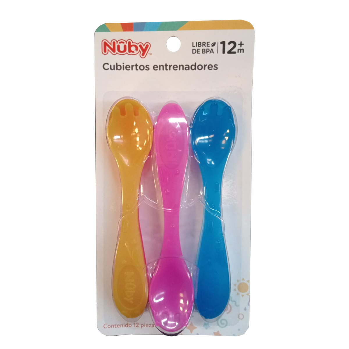 Foto 2 pulgar | Cubiertos Para Niños Nuby 12pz Naranja Rosa Azul