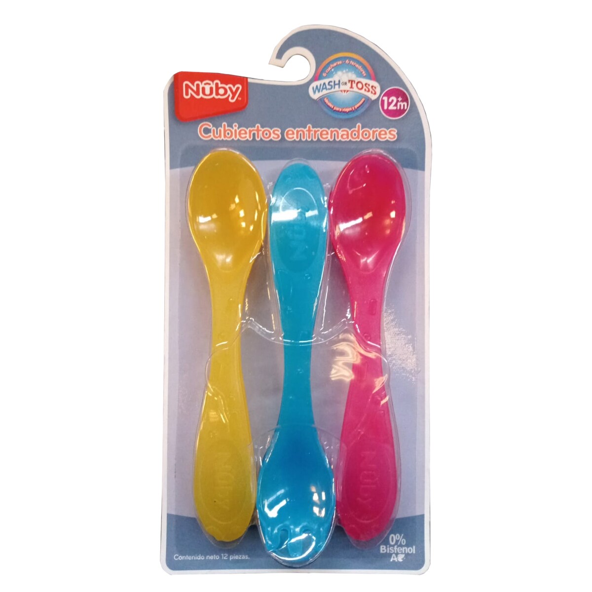 Cubiertos Para Niños Nuby 12pz Amarillo Azul Rosa $331