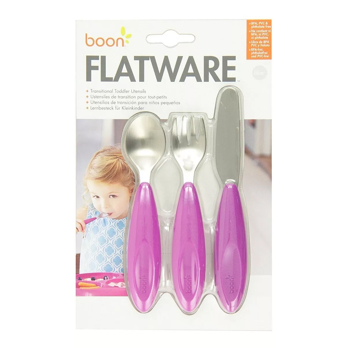 Foto 3 pulgar | Juego De Cubiertos Transicionales Infantiles Boon Morado