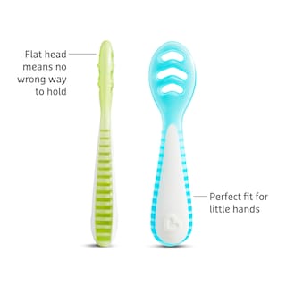 Foto 4 | Cucharas Para Bebés Munchkin Gentle Dip Para Autoalimentación, Paquete De 3 Unidades, Azul/verde - Venta Internacional.