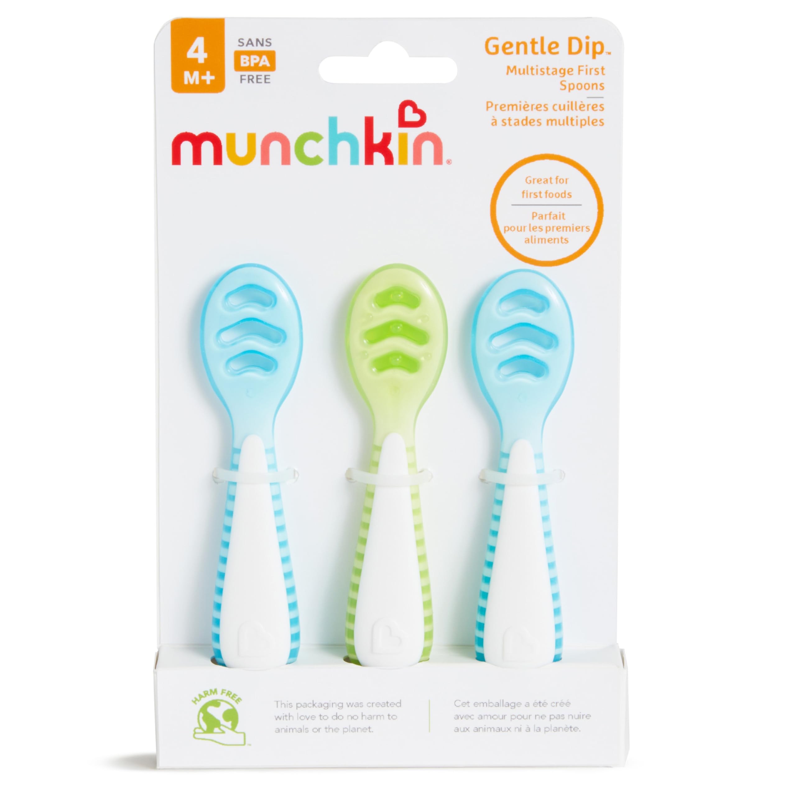 Foto 6 pulgar | Cucharas Para Bebés Munchkin Gentle Dip Para Autoalimentación, Paquete De 3 Unidades, Azul/verde - Venta Internacional.