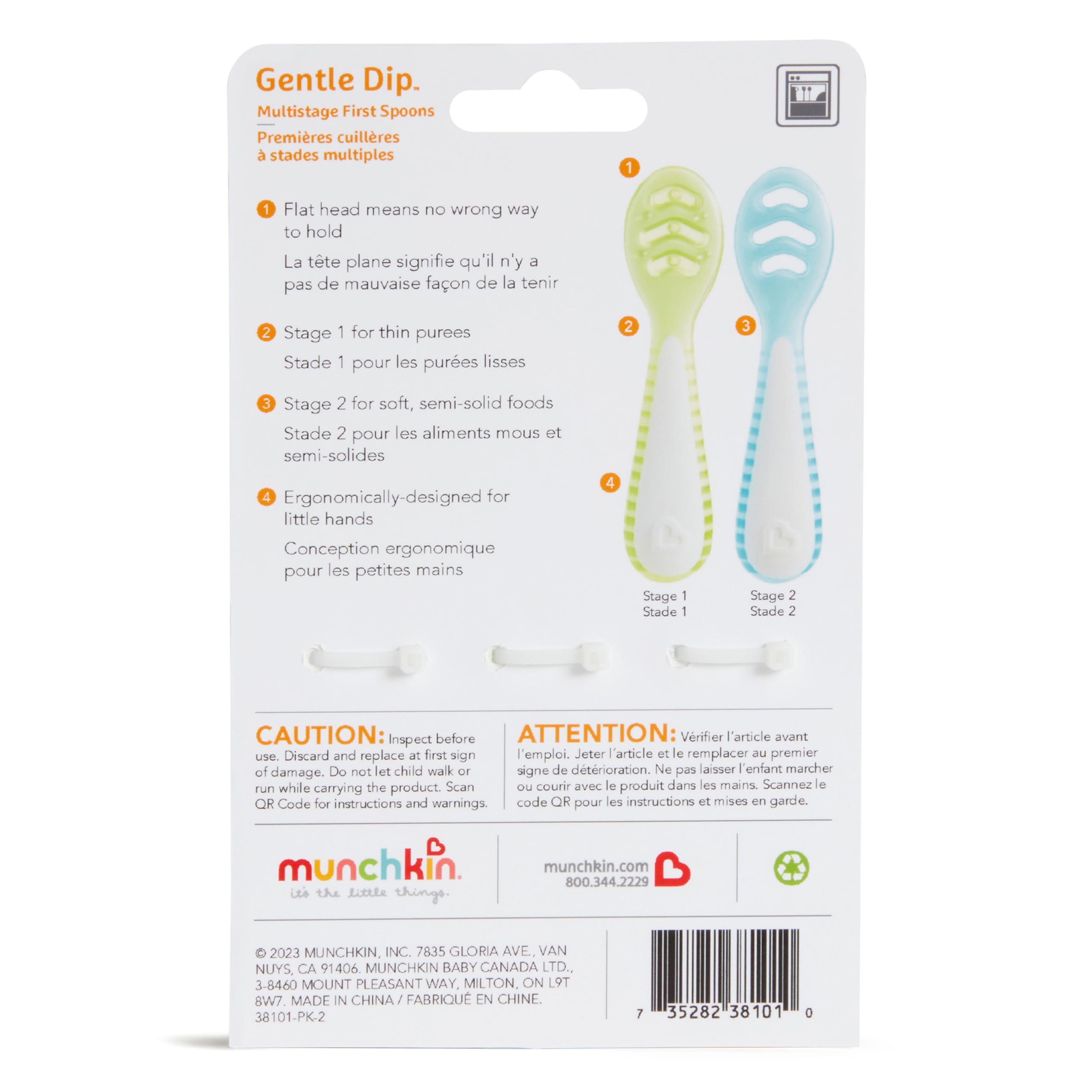 Foto 7 pulgar | Cucharas Para Bebés Munchkin Gentle Dip Para Autoalimentación, Paquete De 3 Unidades, Azul/verde - Venta Internacional.