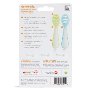 Foto 6 | Cucharas Para Bebés Munchkin Gentle Dip Para Autoalimentación, Paquete De 3 Unidades, Azul/verde - Venta Internacional.