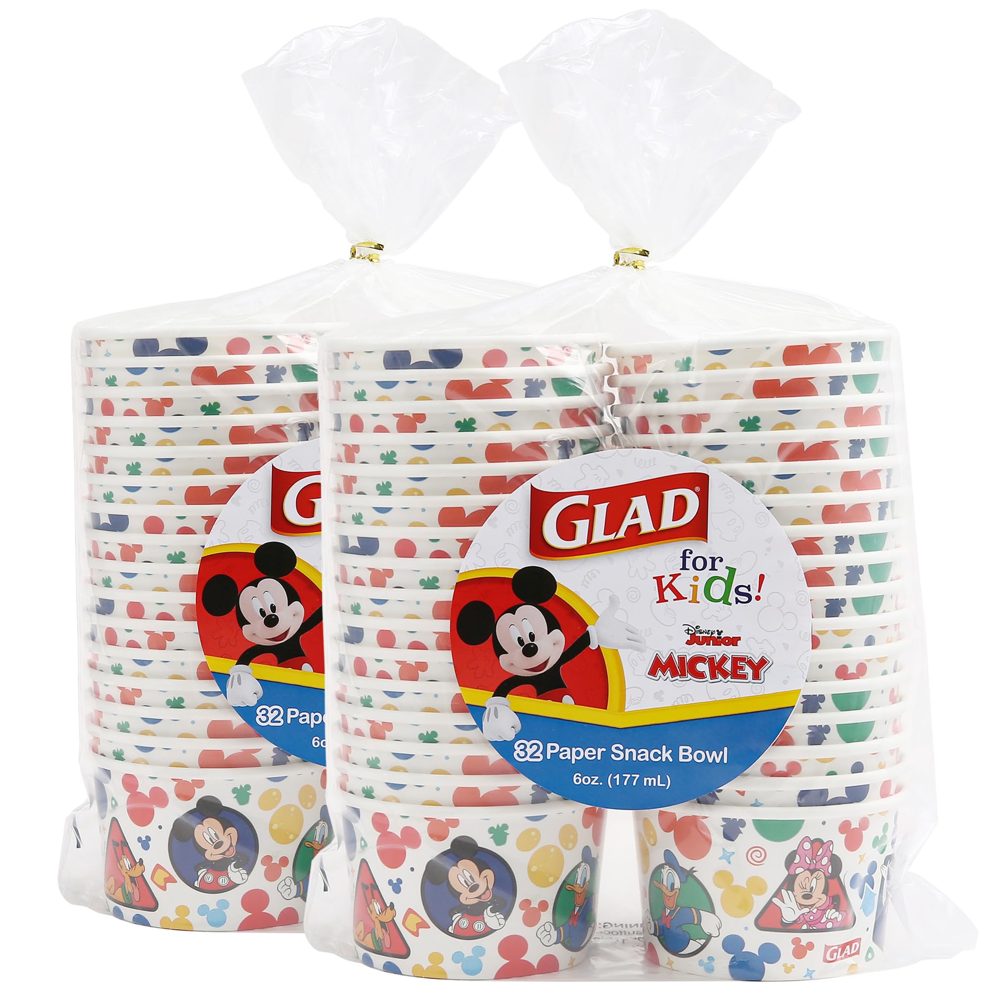 Foto 2 pulgar | Cuencos De Papel Para Aperitivos Glad Para Niños Disney Mickey Mouse, 180 Ml, 32 Unidades - Venta Internacional.