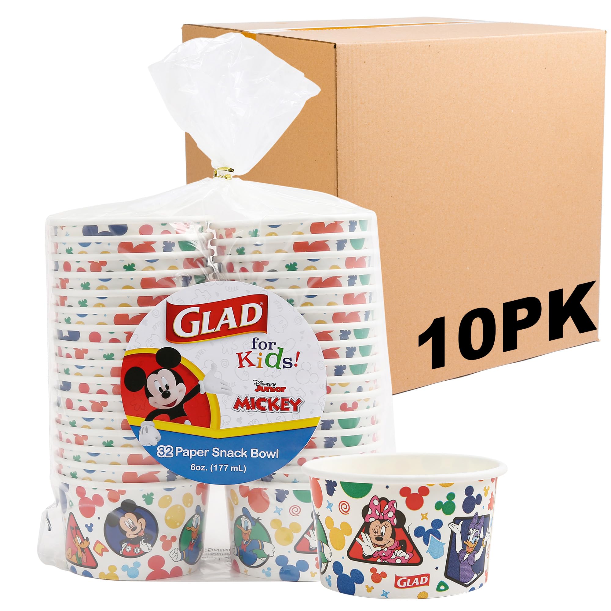 Foto 2 pulgar | Cuencos De Papel Para Aperitivos Glad Para Niños Disney Mickey Mouse, 180 Ml, 32 Unidades - Venta Internacional.