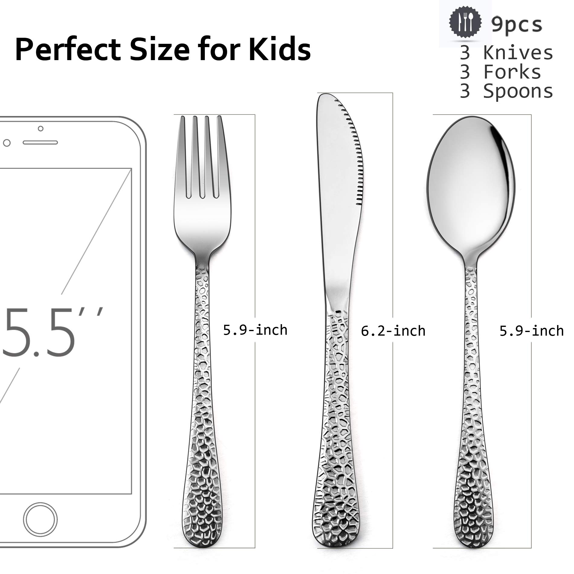 Foto 8 pulgar | Juego De Utensilios Para Niños Lianyu, Cubiertos De Acero Inoxidable De 9 Piezas - Venta Internacional.
