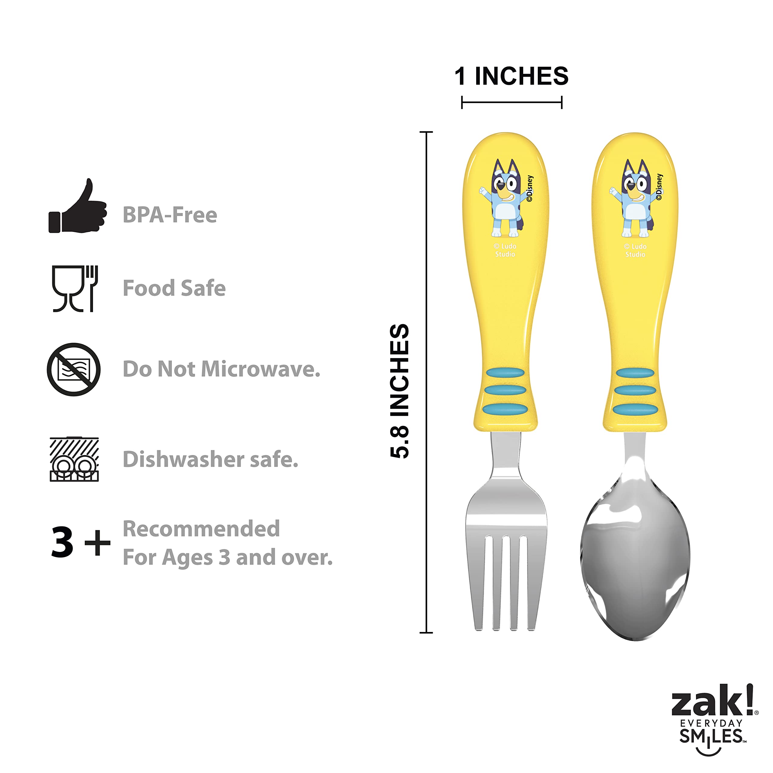 Foto 5 pulgar | Juego De Cubiertos Bluey Kid De Zak Designs, 2 Tenedores Y 2 Cucharas - Venta Internacional.