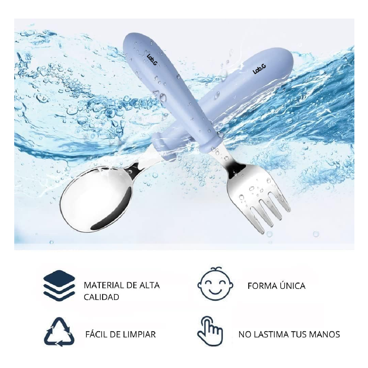 Foto 3 pulgar | Kit De Cubiertos Para Bebés Cuchara Tenedor Rosa, Verde Y Azul