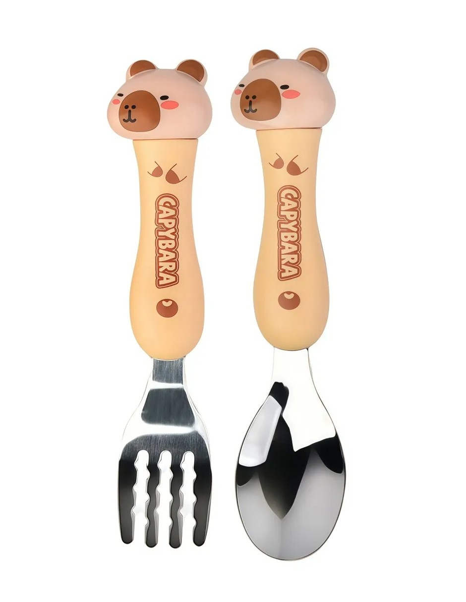 Foto 3 pulgar | Tenedor Y Cuchara Sopera Con Forma De Capibara + Gratis Termo Güish De Regalo