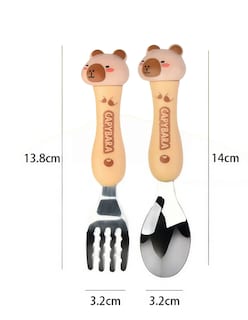Foto 4 | Tenedor Y Cuchara Sopera Con Forma De Capibara + Gratis Termo Güish De Regalo