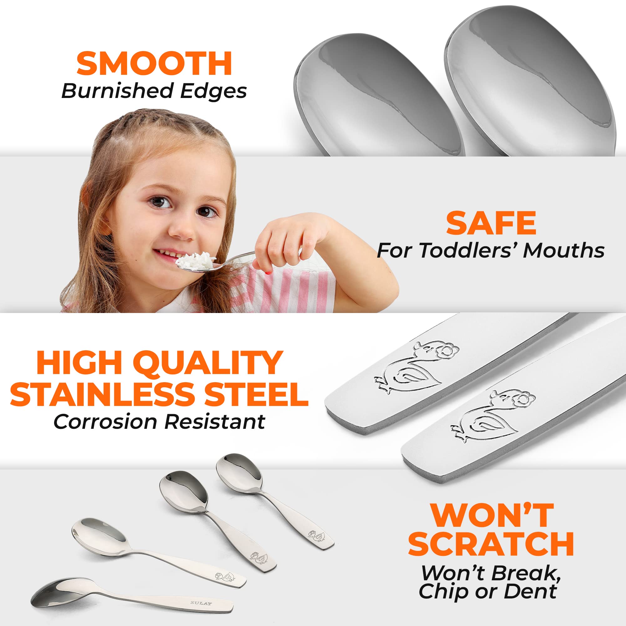 Foto 5 pulgar | Juego De Cubiertos Zulay Kitchen De 4 Piezas Para Niños Pequeños Con 4 Cucharas - Venta Internacional.