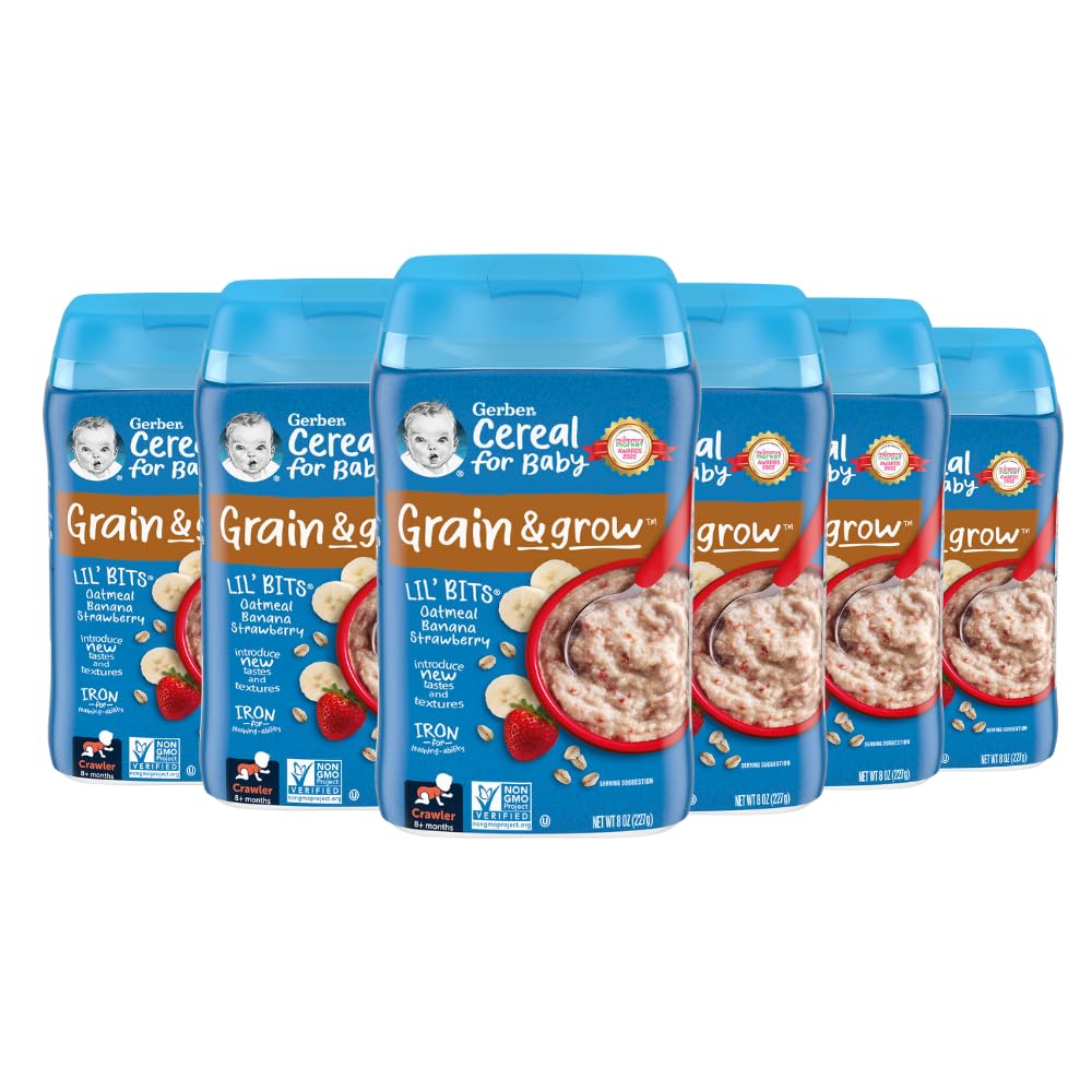 Harina De Avena Para Bebés Gerber Lil' Bits, Plátano Y Fresa, 240 Ml X 6 - Venta Internacional.