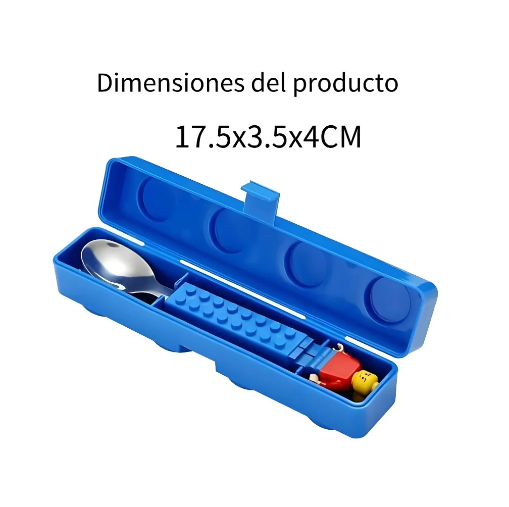 Foto 5 pulgar | Juego De Cubiertos Estilo Lego Niño Niña Set Cuchara Tenedor