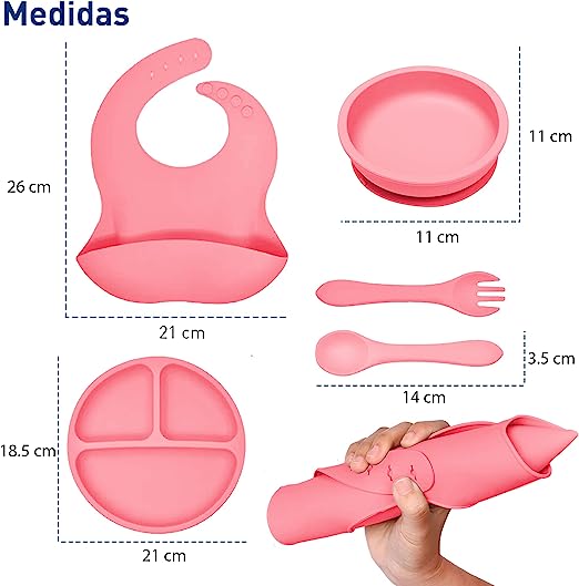 Foto 4 pulgar | Set de Alimentación Bluelander de Silicon 6 Piezas color Rosa