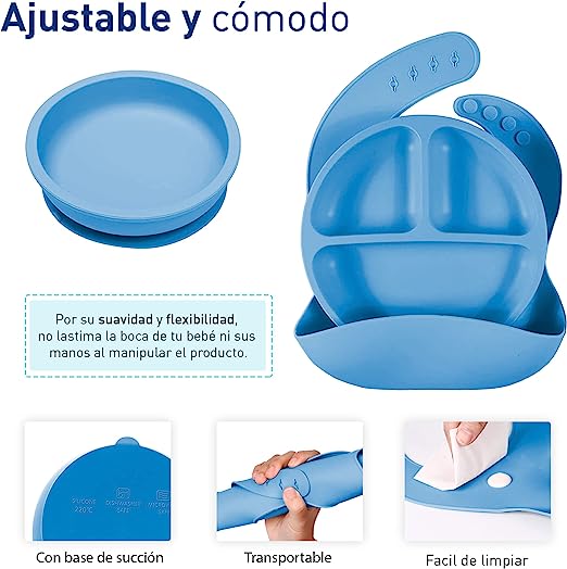 Foto 3 pulgar | Set de Alimentación Bluelander de Silicon 6 Piezas color Azul