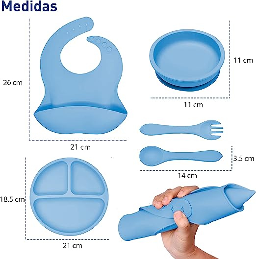 Foto 4 pulgar | Set de Alimentación Bluelander de Silicon 6 Piezas color Azul