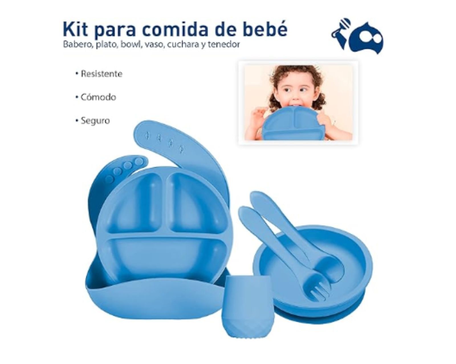 Foto 5 pulgar | Set de Alimentación Bluelander de Silicon 6 Piezas color Azul