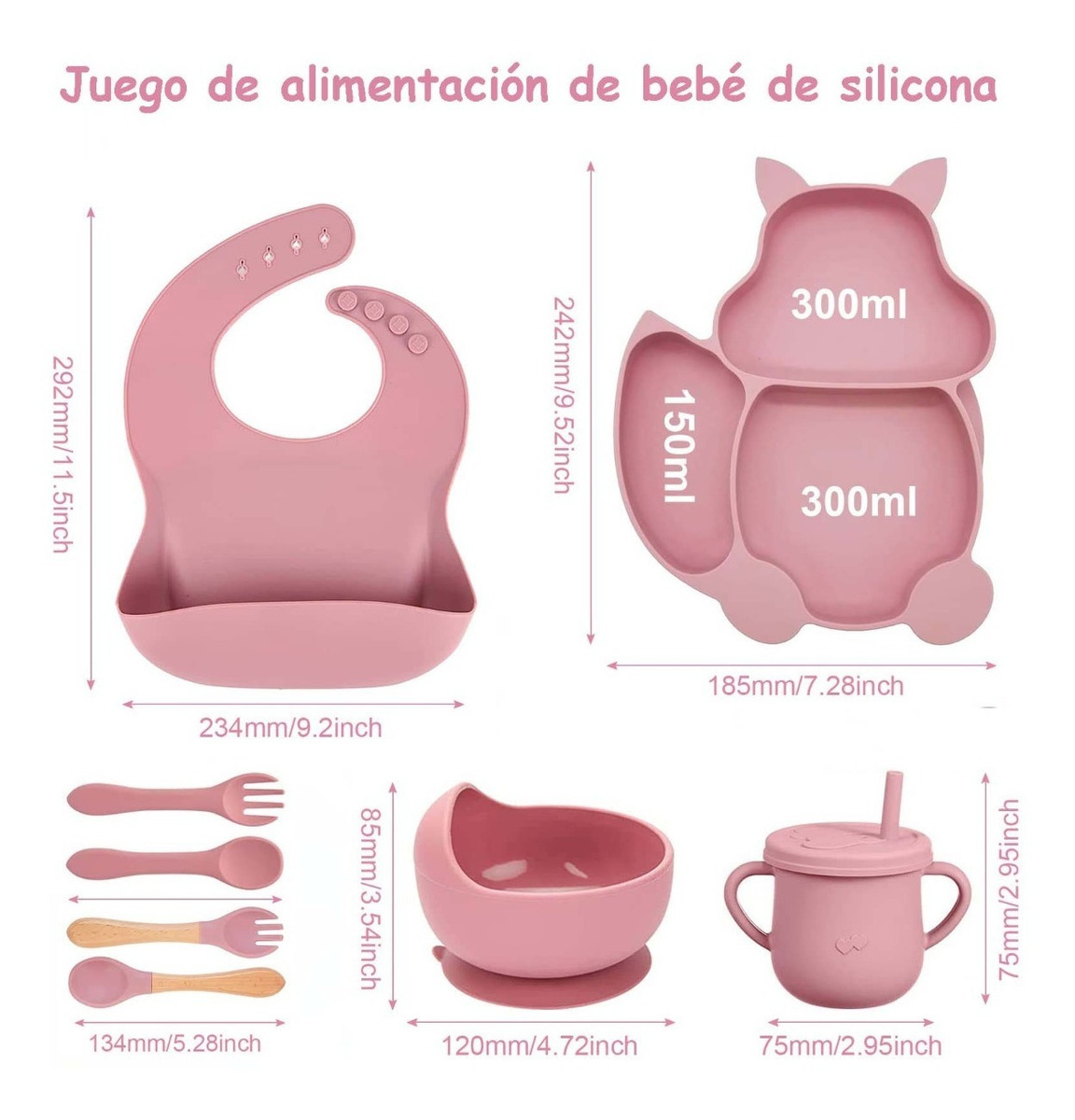 Foto 3 pulgar | Kit de Alimentación de Silicona Antideslizante Funbu color Rosa para Bebé