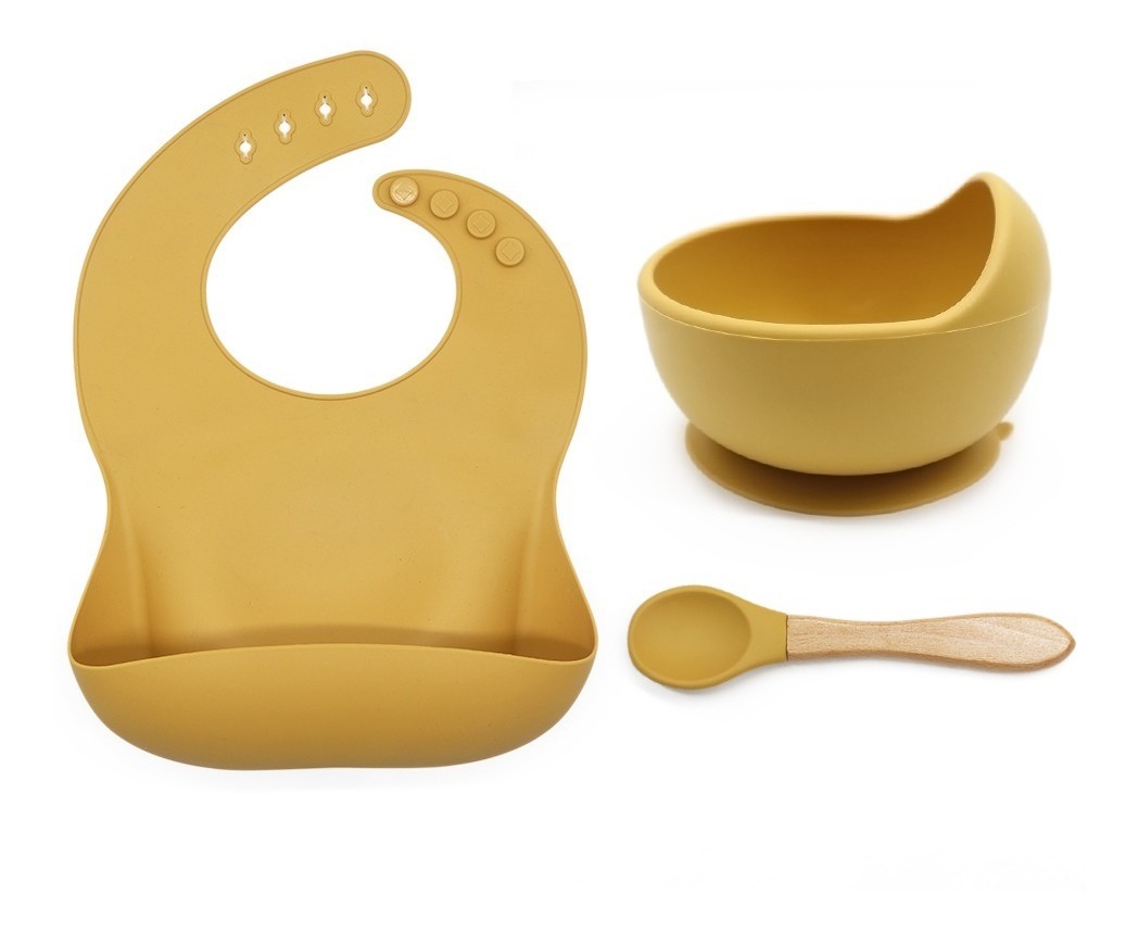 Set de Alimentación de Silicona color Amarillo para Niño