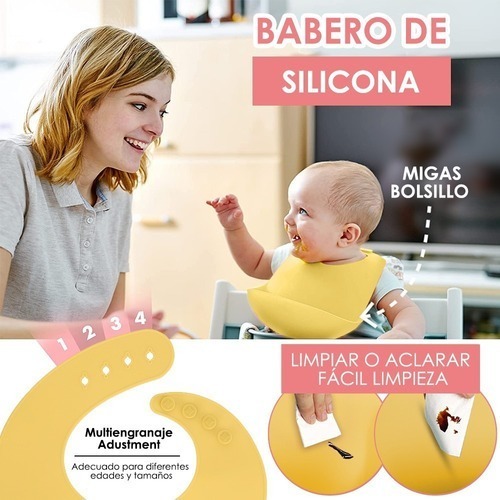 Foto 3 pulgar | Set de Alimentación de Silicona color Amarillo para Niño