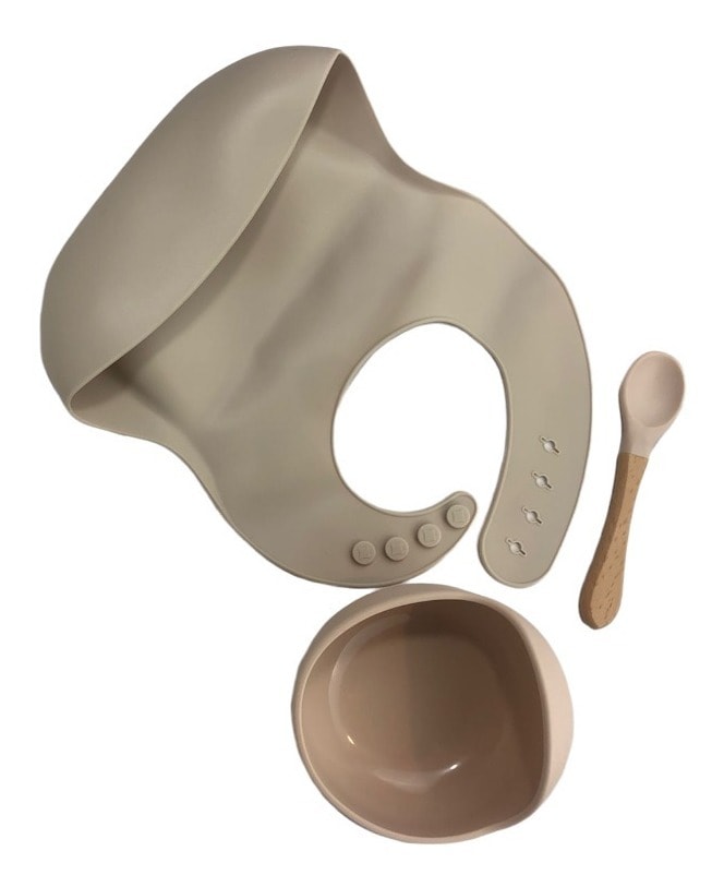 Set FUNBU 2022 color Beige para Niños de Silicón 1 Babero 1 Bowl y Cuchara $367