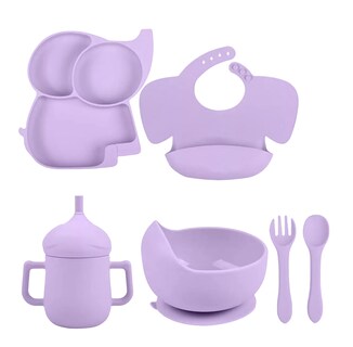 Foto 1 | Set de Alimentación de Silicona Belug Antideslizante Púrpura para Bebé 6 Piezas