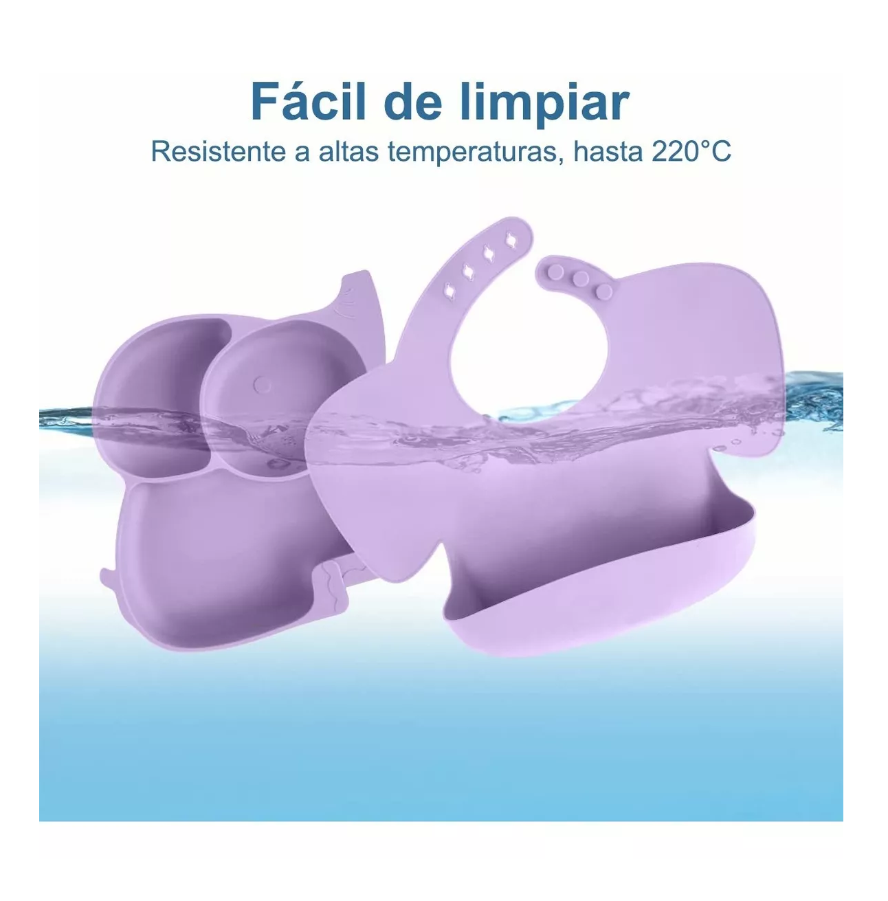 Foto 5 | Set de Alimentación de Silicona Belug Antideslizante Púrpura para Bebé 6 Piezas