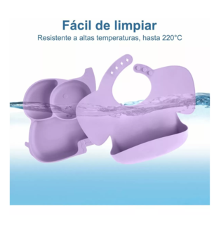 Foto 5 | Set de Alimentación de Silicona Belug Antideslizante Púrpura para Bebé 6 Piezas